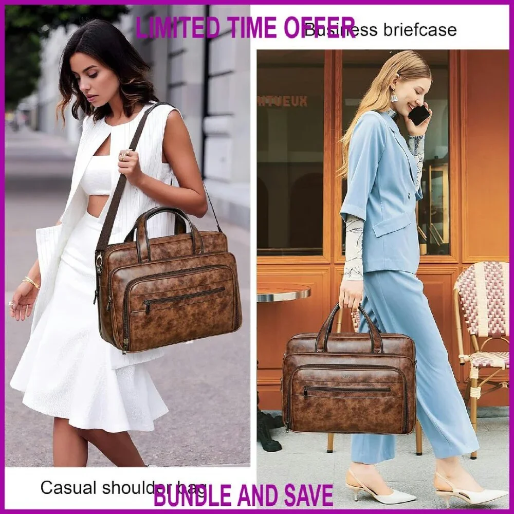 17 Inch Leather Laptop Messenger Bag Water-Resistant Large Shoulder Satchel
